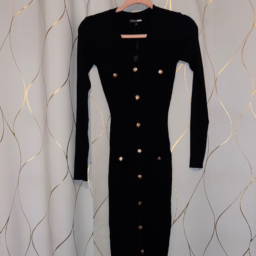 Elegant Long Sleeve Midi Dress